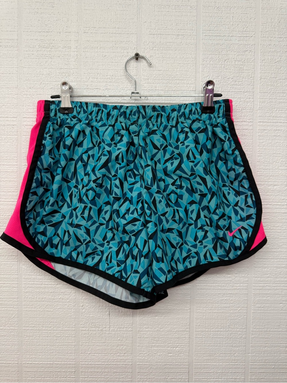 Nike  Teal Geo Print Athletic Shorts with Pink Accents